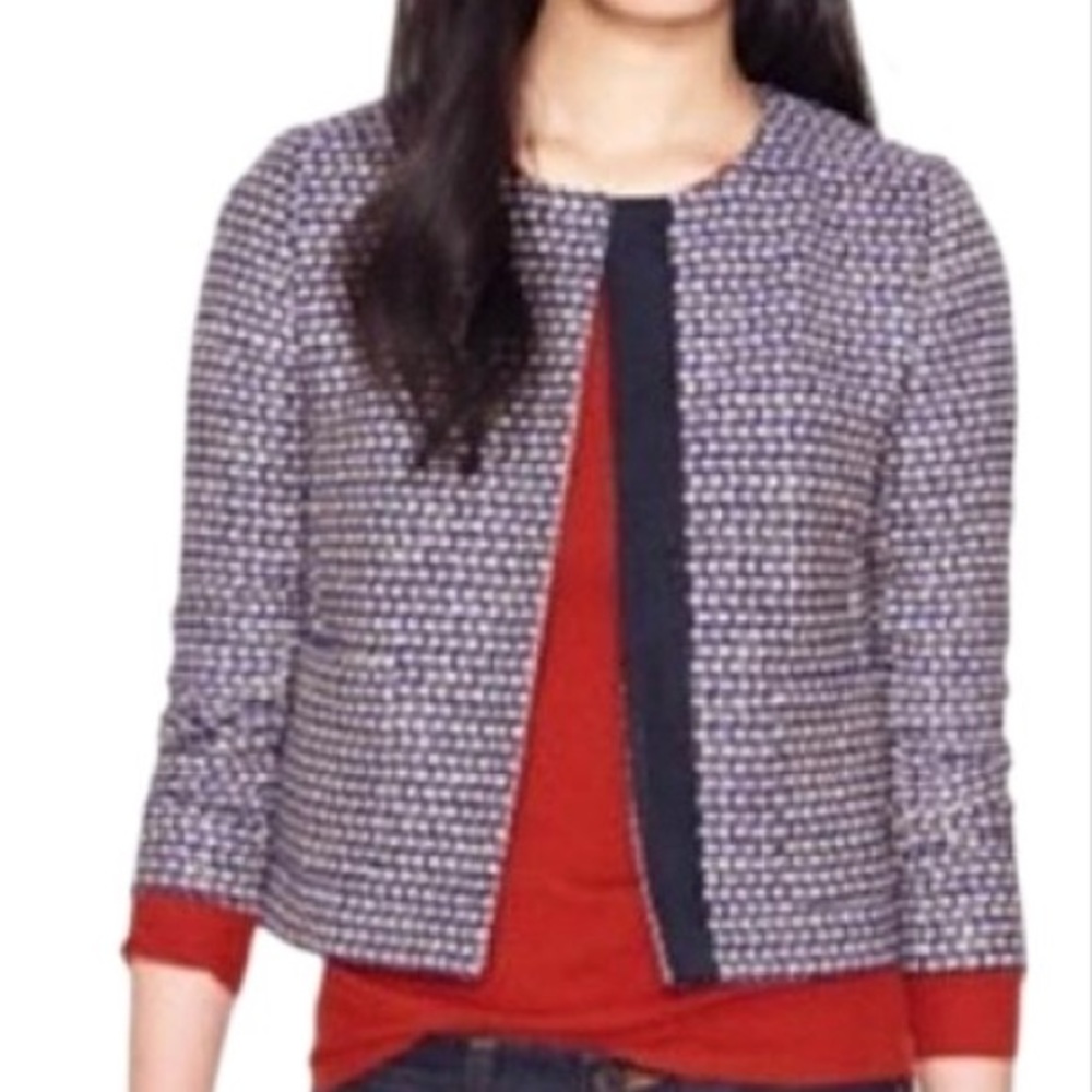 J.Crew Navy Tweed Cropped Jacket